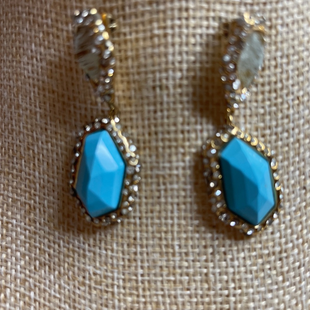 NWOT Alexis Bittar Turquoise And Crystal Pierced Earrings - Picture 4 of 6